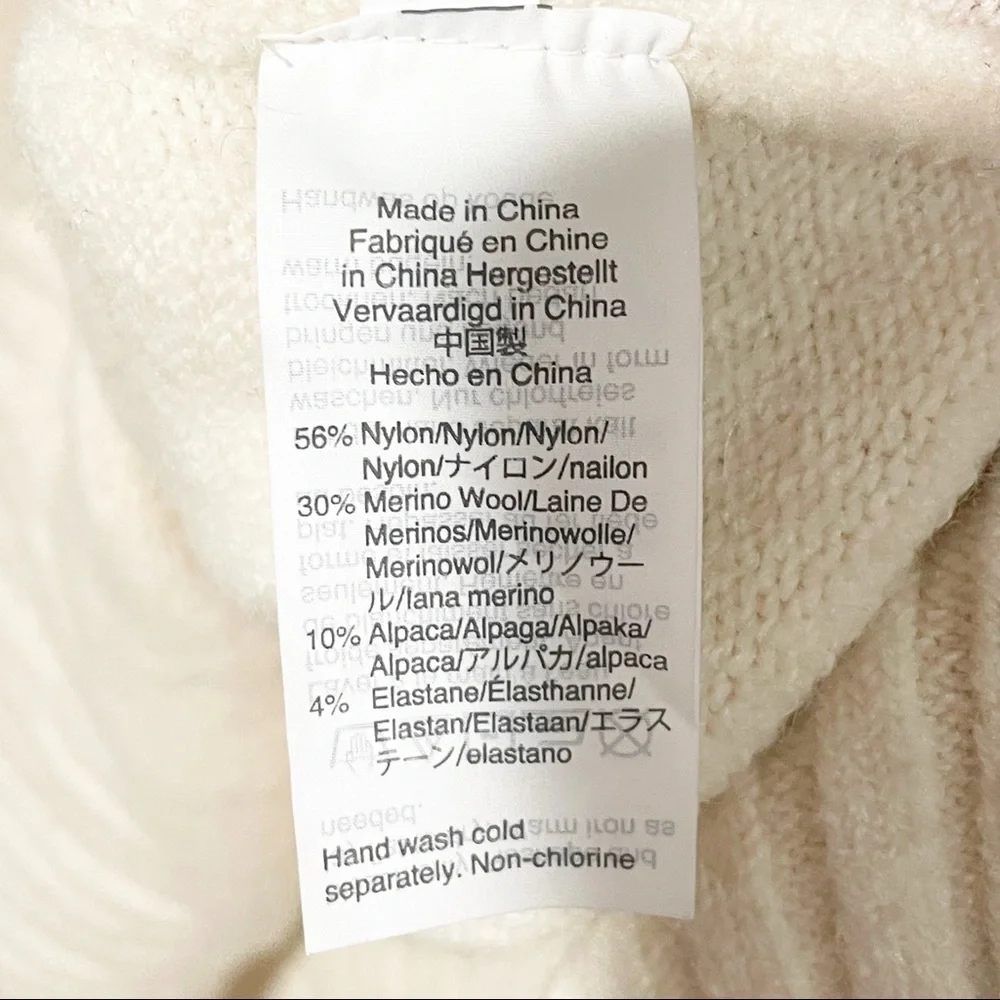 J. Crew Size XS Oversize Cream Wool‎ Alpaca Crewneck Long Sleeve Sweater